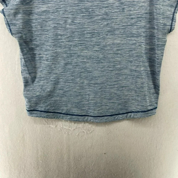 Adidas Tops Women's Sz L Blue Striped Boxy Fit Climalite Pullover Stretch Active - Picture 9 of 12